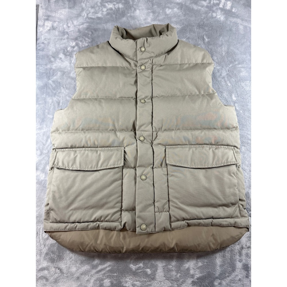 Cabelas Premier Northern Goose Down Puffer Vest Mens Medium Tan Khaki 920052